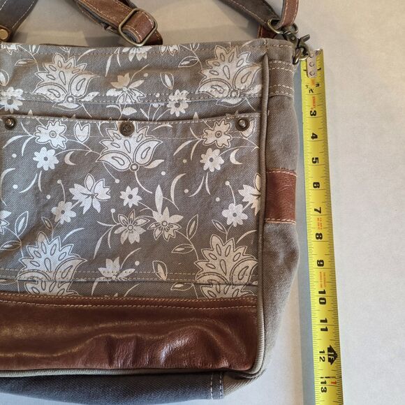Myra Bag - Floral Canvas Leather - Crossbody Shoulder Boho Cottagecore Artisan - Picture 3 of 8